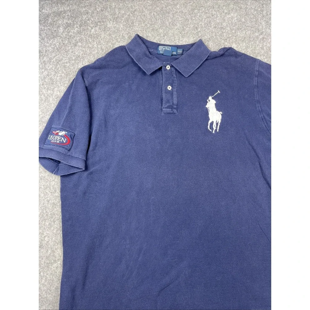 Polo‎ Ralph Lauren US Open 2009 Shirt Men XXL Blue Big Pony Patch Tennis